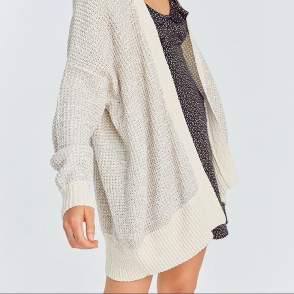 Urban Outfitters Cream Cardigan with Chunky Knit and Oversized Fit